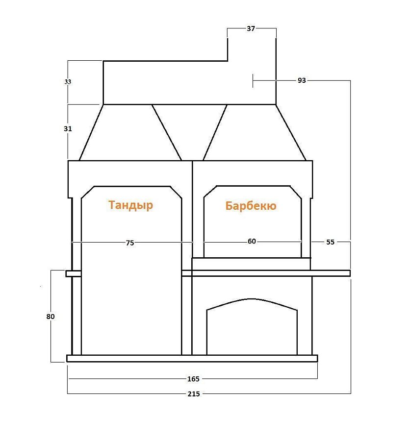 Печь № 23 — Печь барбекю c модулем под тандыр