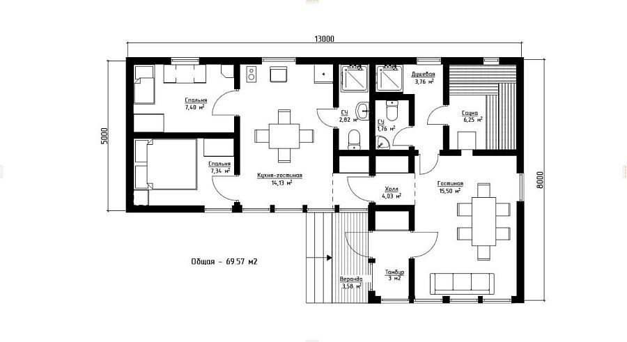 Баня с гостевой комнатой Сибирская