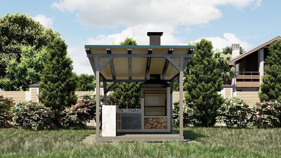 Навес для мангала и барбекю Шустино