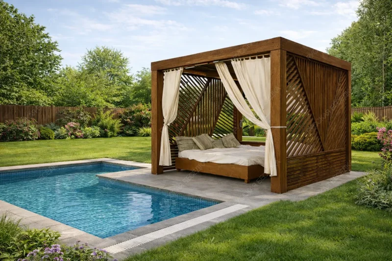 Беседка-бунгало с кроватью Полати