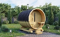 Баня бочка Мини с крыльцом
