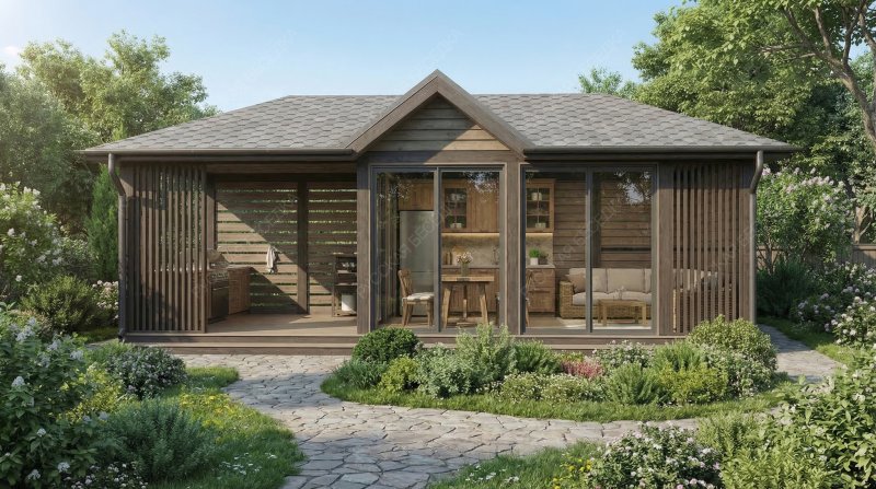 Закрытая беседка Шале с вальмовой кровлей