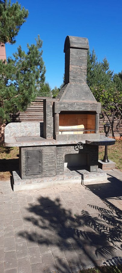 Печь № 20А — Печь Барбекю с большой топкой и печью под казан (фактура под кирпич)